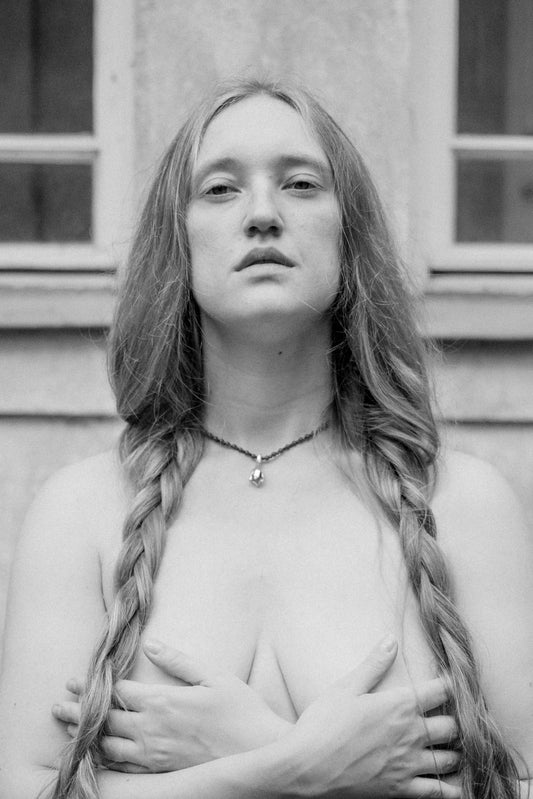 Ultramarine Blue Saphire Necklace with Sterling Silver Flower Pendant