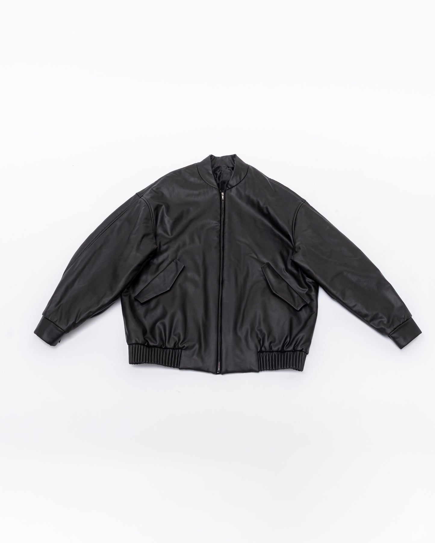 Black Leather Bomber Jacket