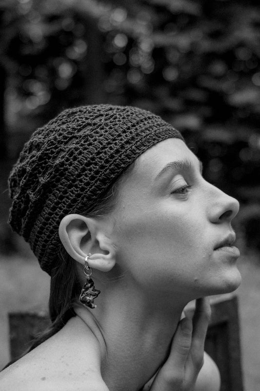Dark Umber Linen Crochet Hat