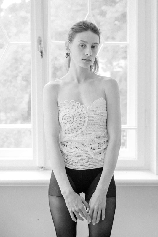Pearl White Merino Crochet Top