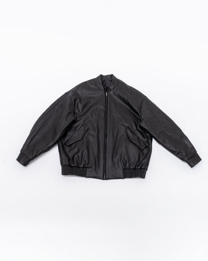 Black Leather Bomber Jacket