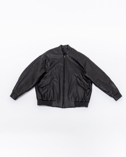 Black Leather Bomber Jacket