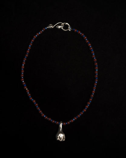 Ultramarine Blue Saphire Necklace with Sterling Silver Flower Pendant
