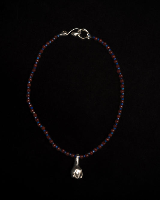 Ultramarine Blue Saphire Necklace with Sterling Silver Flower Pendant